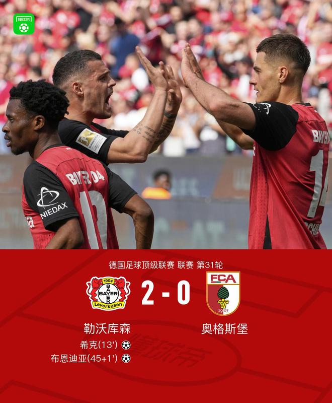 勒庫沃森勝奧格斯堡，?？?、布恩迪亞進(jìn)球。