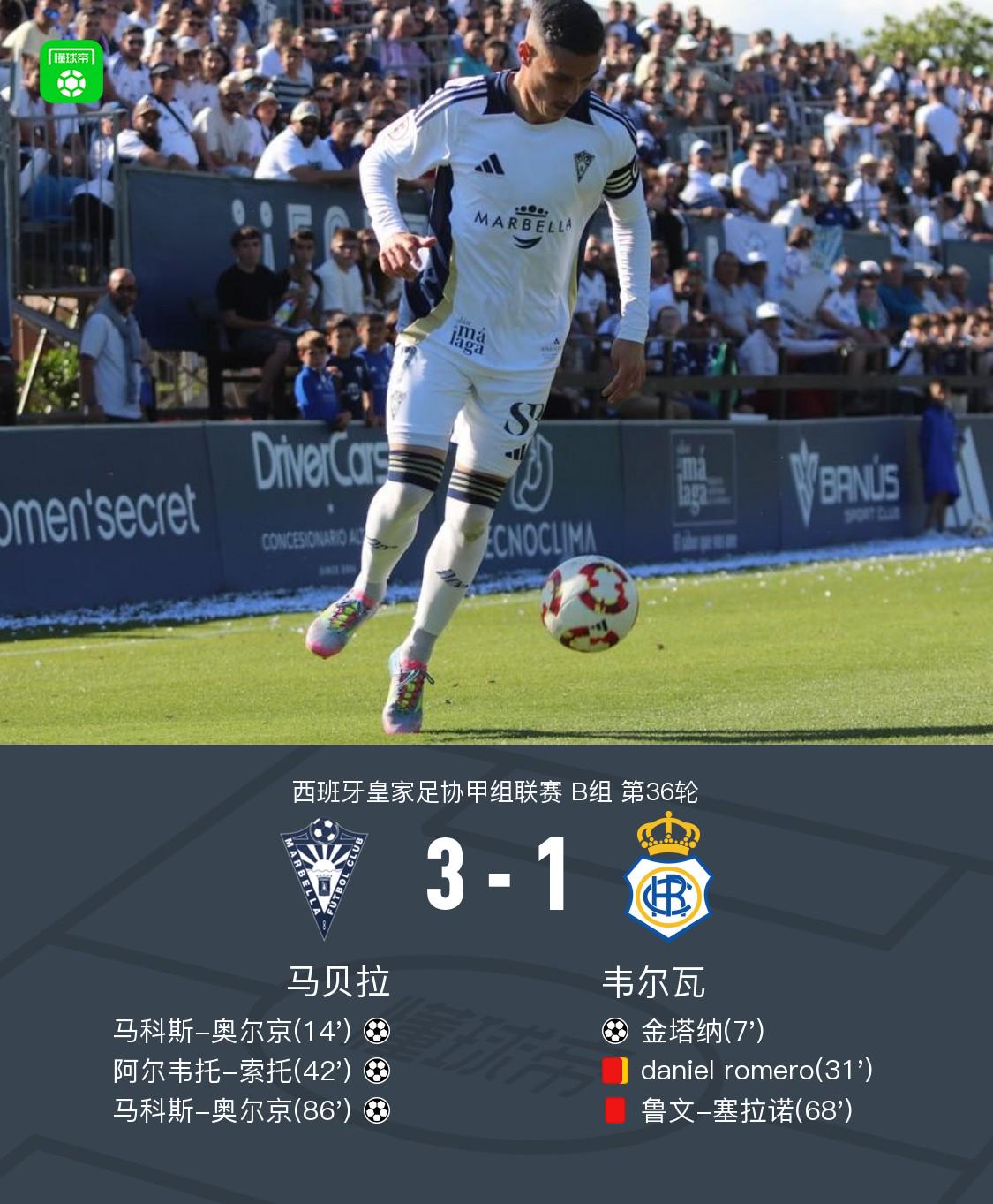 馬貝拉3-1韋爾瓦，杜月徵替補未登場，奧爾京雙響，索托破門